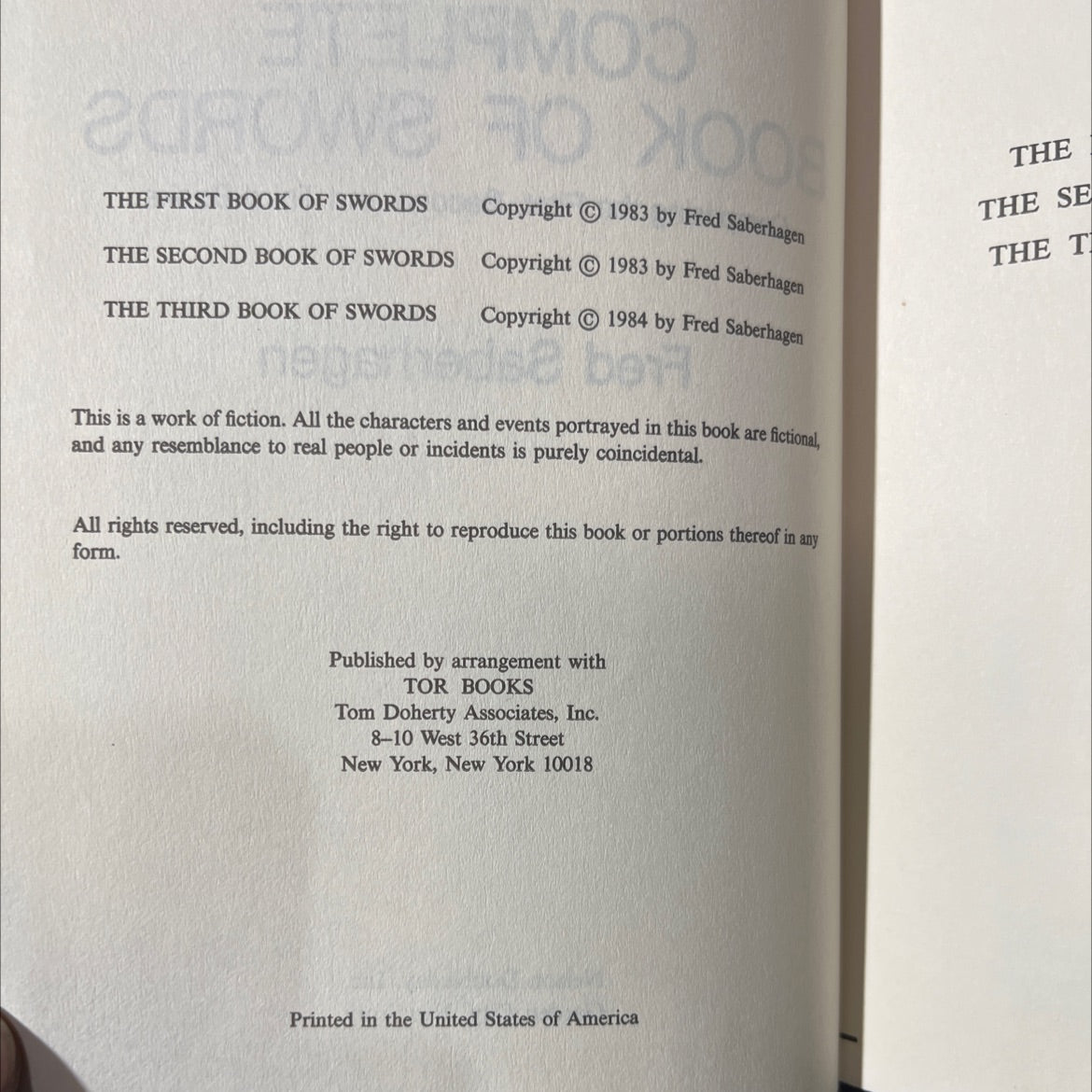 the complete book of swords book, by Fred Saberhagen, 1984 Hardcover image 3
