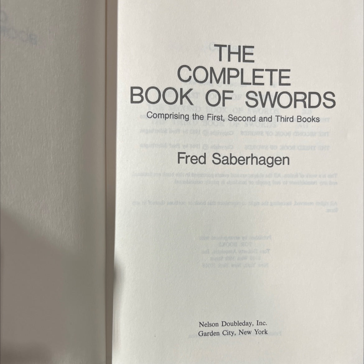 the complete book of swords book, by Fred Saberhagen, 1984 Hardcover image 2