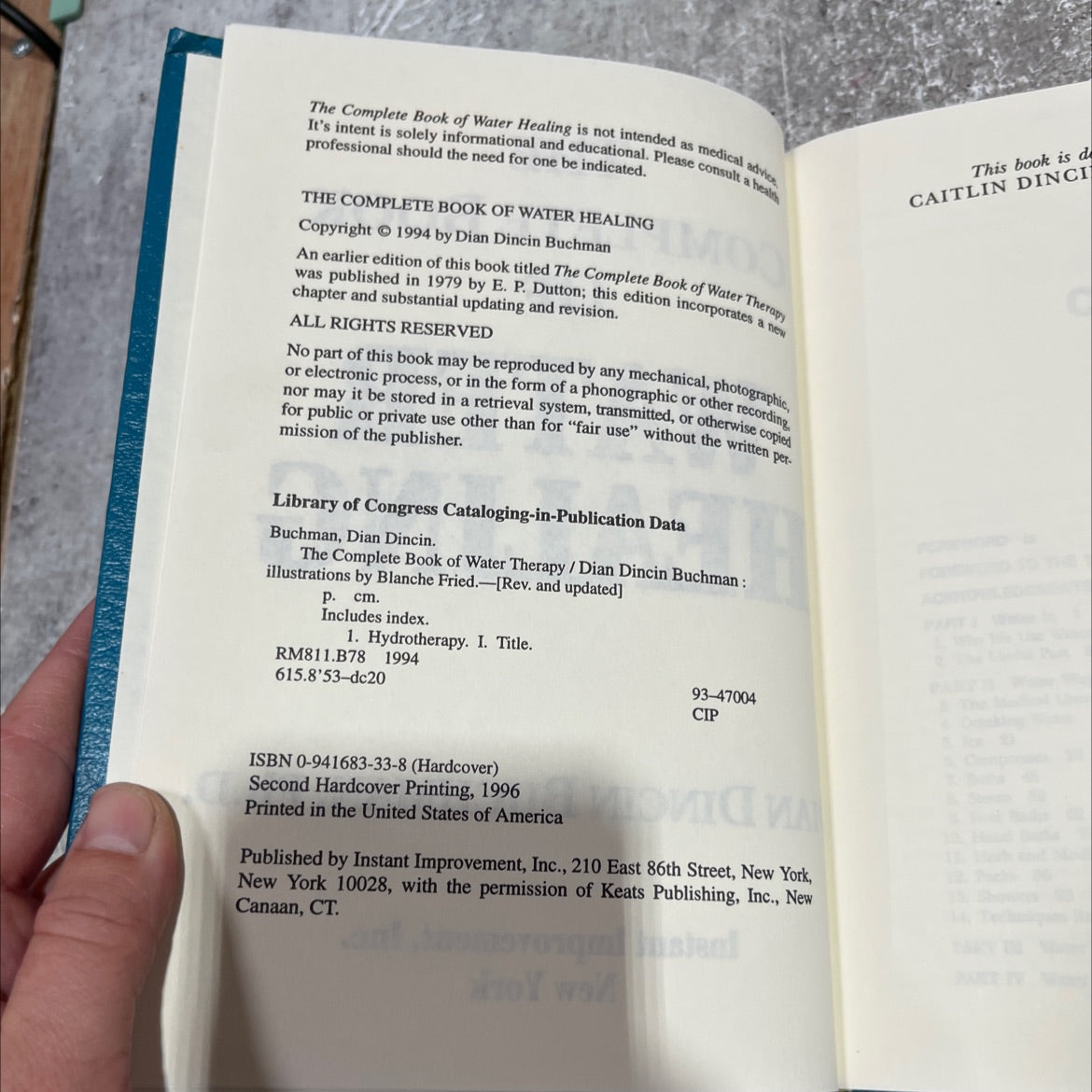 the complete book of water healing book, by Dian Dincin Buchman, 1994 Hardcover image 3