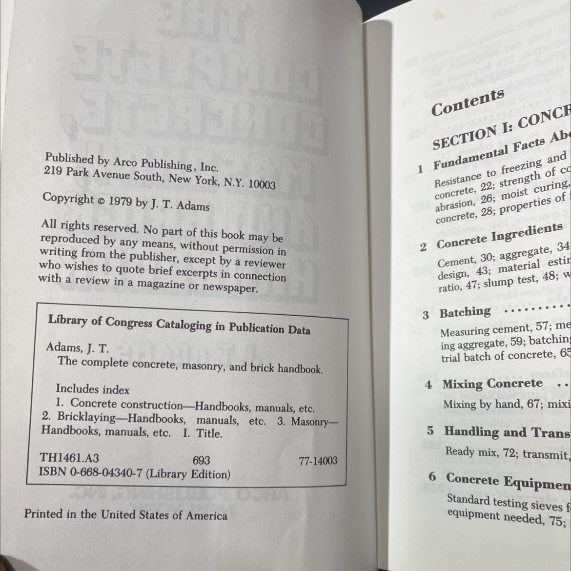 the complete concrete masonry and brick handbook book, by j.t. adams, 1979 Hardcover image 3