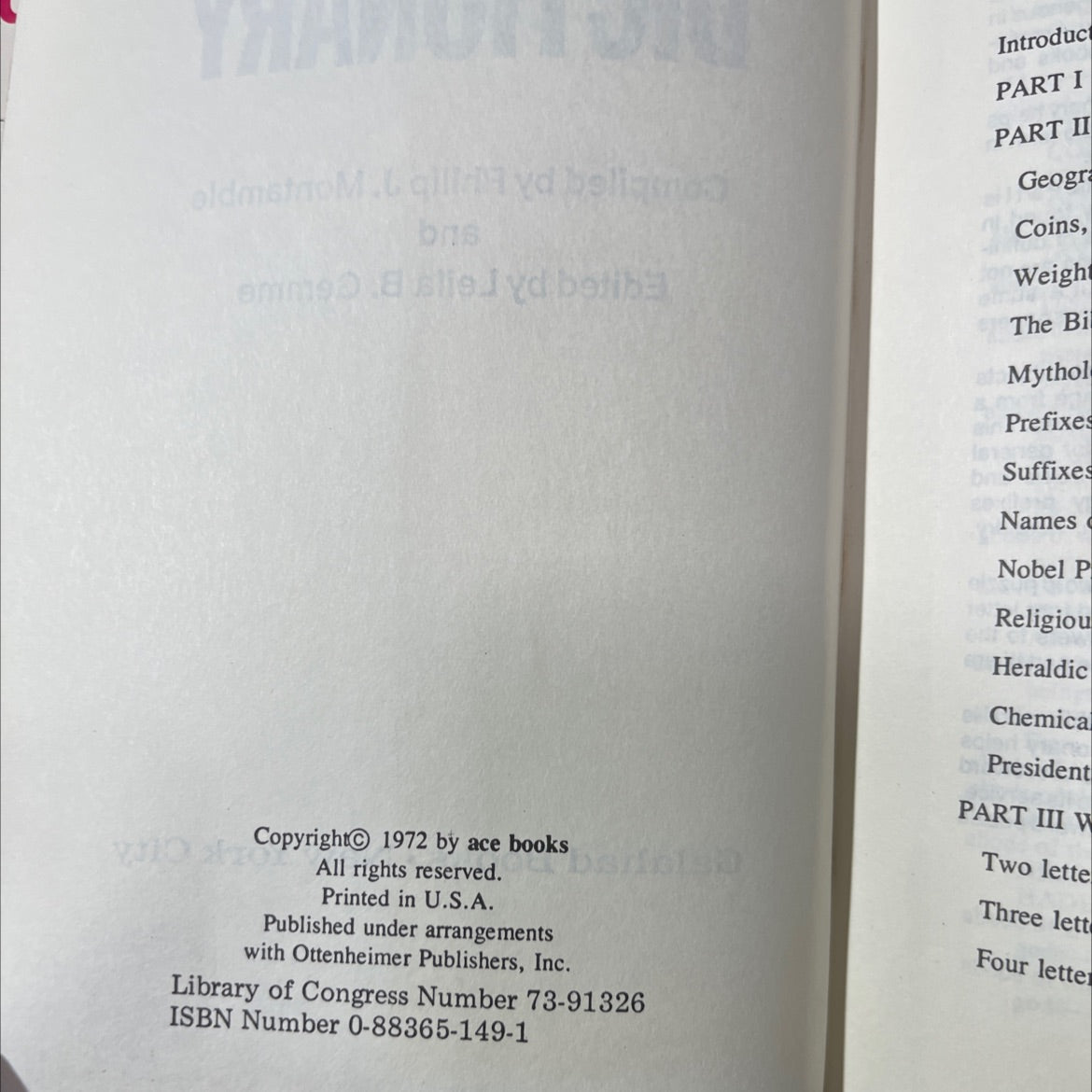 the complete crossword dictionary book, by philip j. montamble, 1972 Hardcover image 3