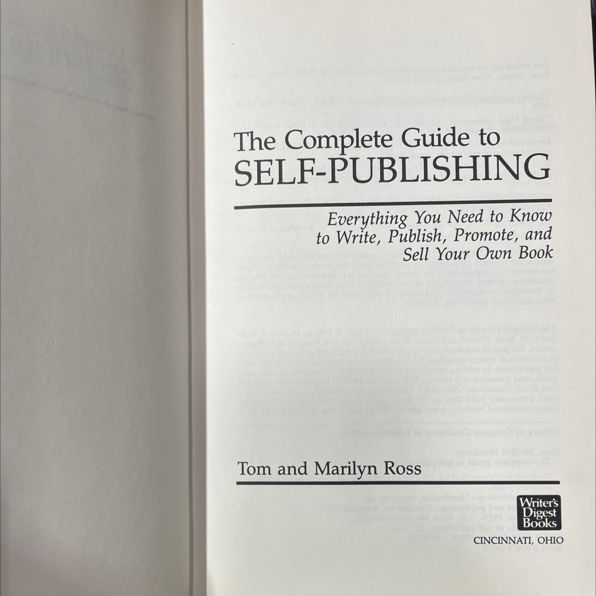 the complete guide to self-publishing book, by tom and marilyn ross, 1985 Hardcover image 2