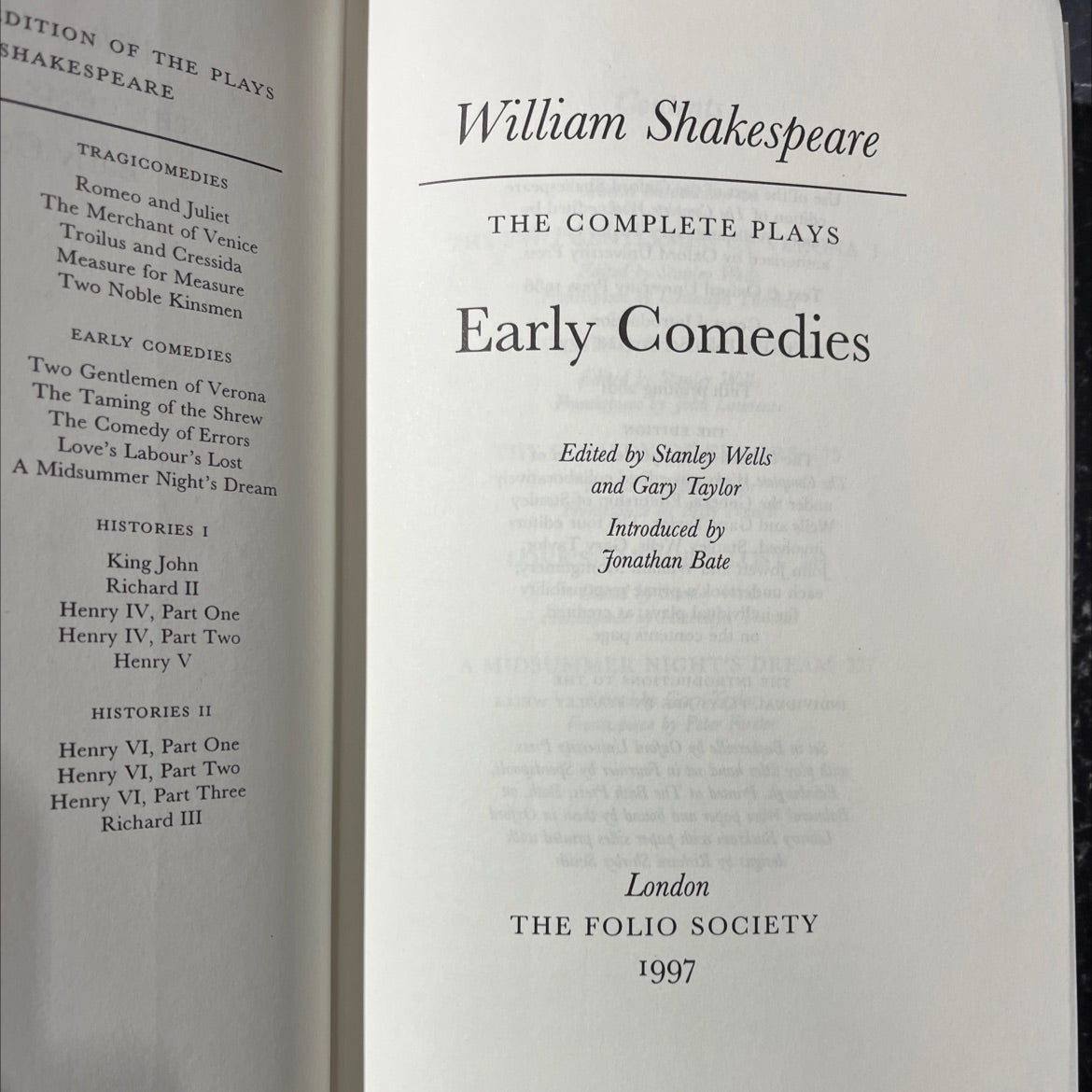 the complete plays early comedies book, by william shakespeare, 2001 Hardcover image 2