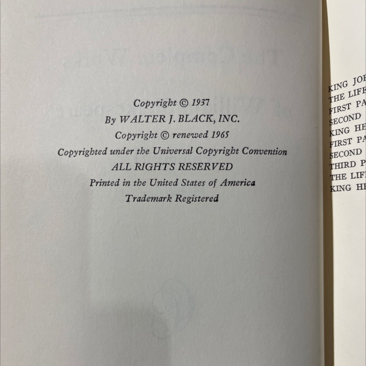 the complete works of william shakespeare volume ii histories book, by william shakespeare, 1965 Hardcover image 3