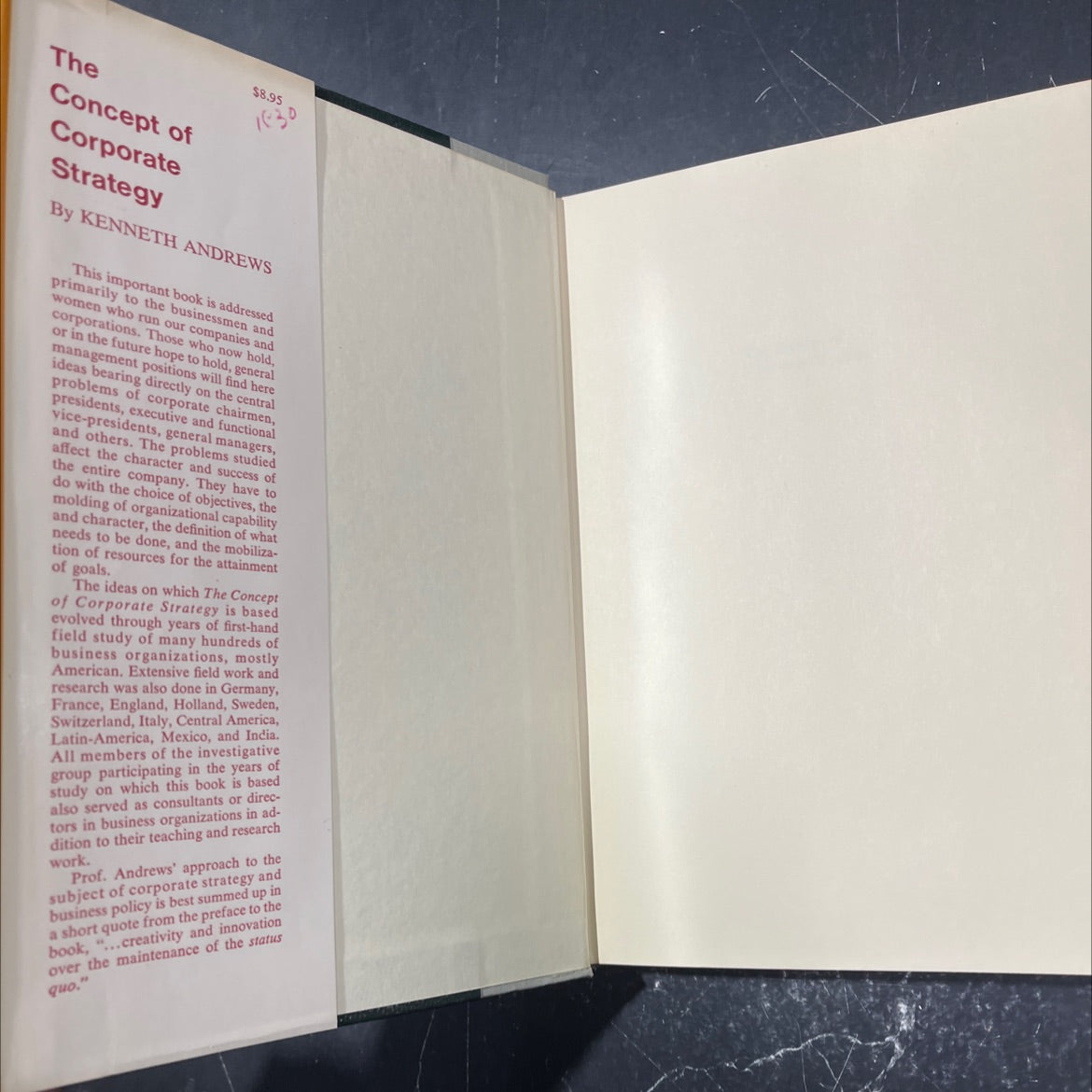 the concept of corporate strategy book, by kenneth r. andrews, 1971 Hardcover image 4