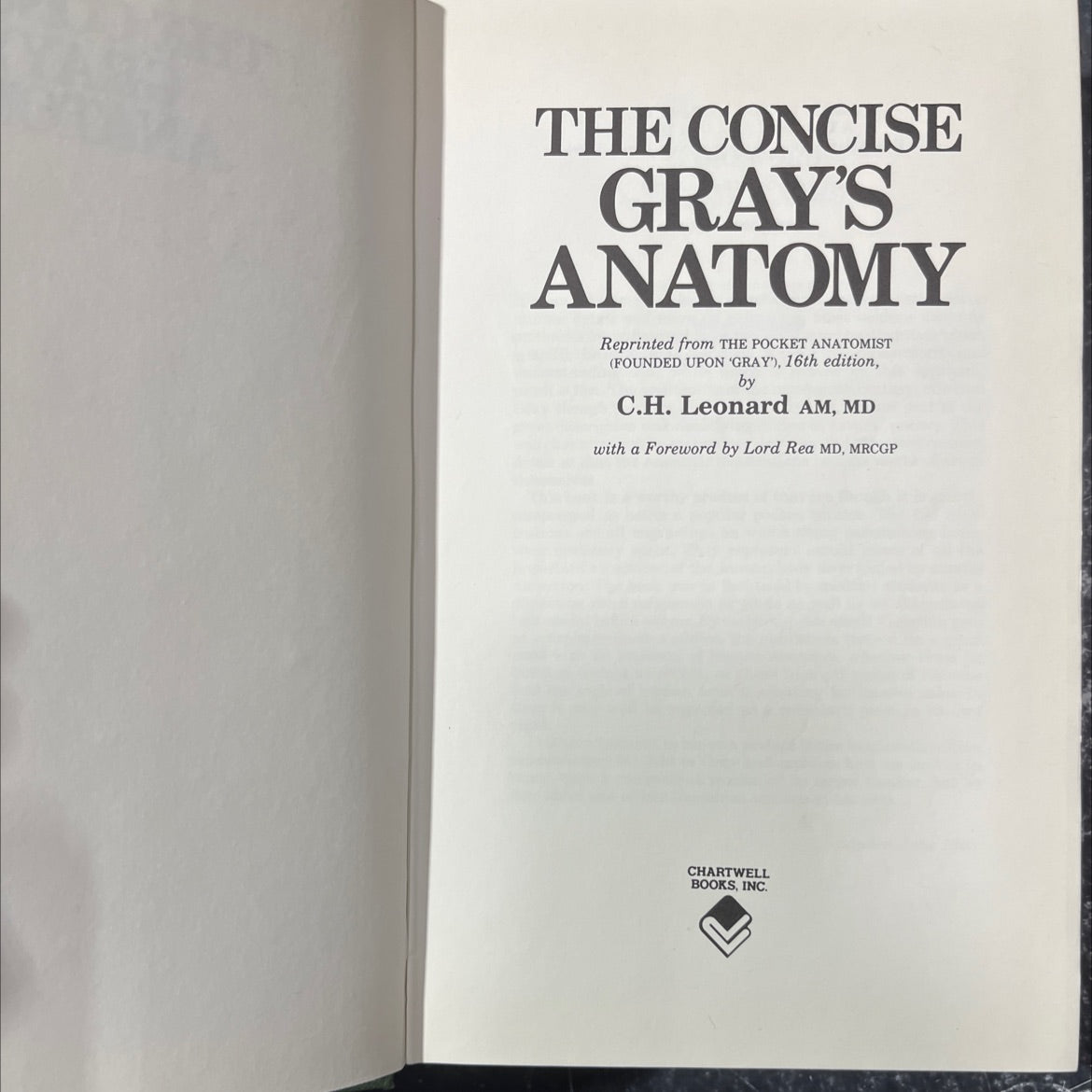 the concise gray's anatomy book, by c.h. leonard am, md, 1985 Hardcover image 2
