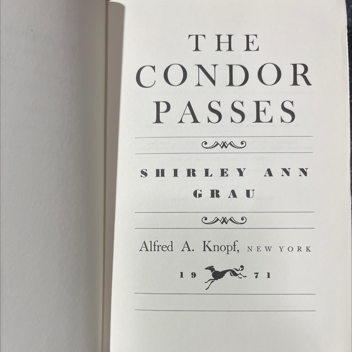 the condor passes book, by shirley grau, 1971 Hardcover image 2