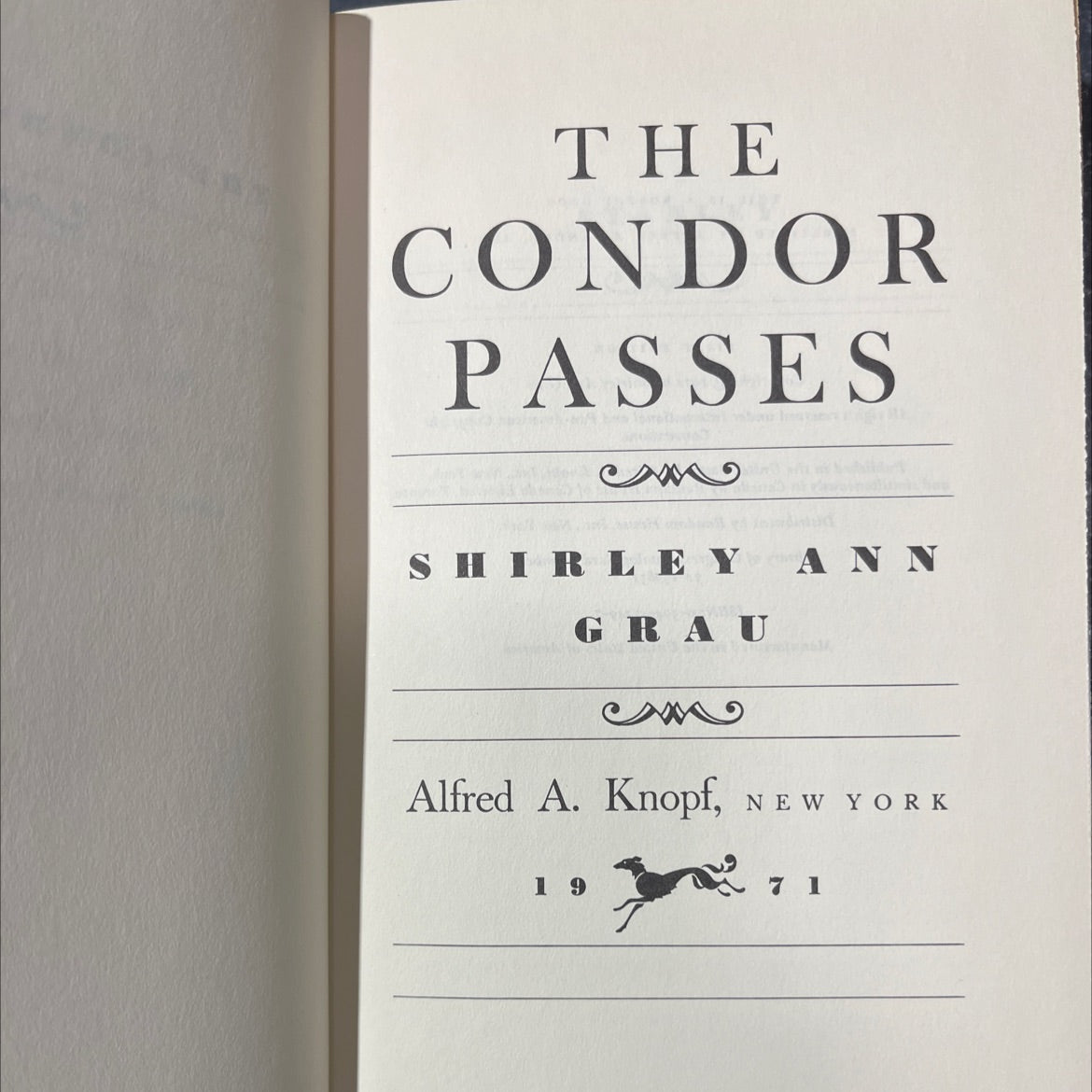 the condor passes book, by shirley grau, 1971 Hardcover image 2