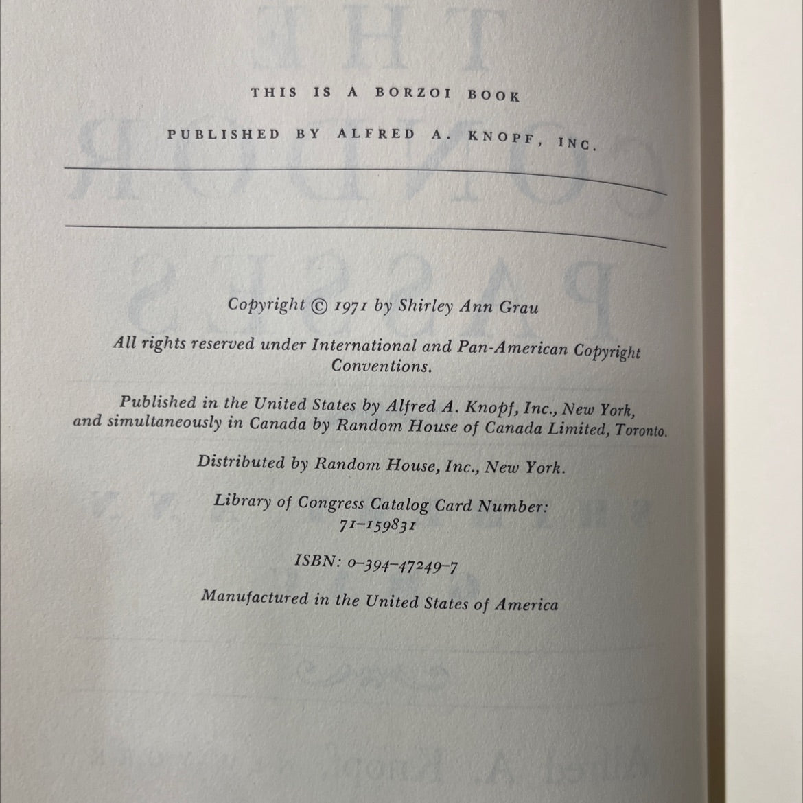 the condor passes book, by shirley grau, 1971 Hardcover image 3