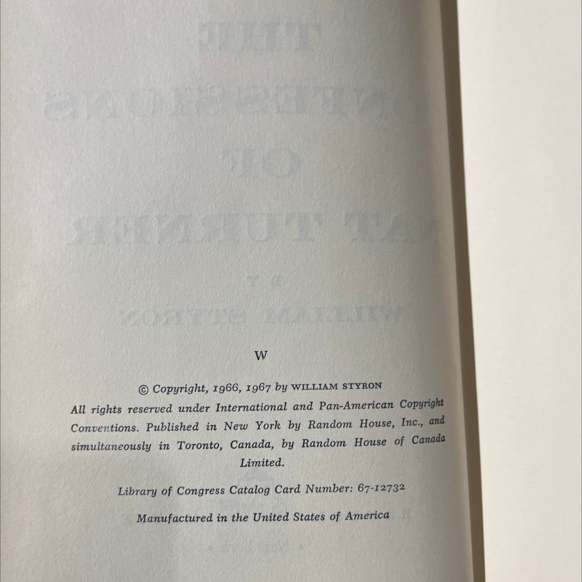 the confessions of nat turner book, by william styron, 1967 Hardcover image 3