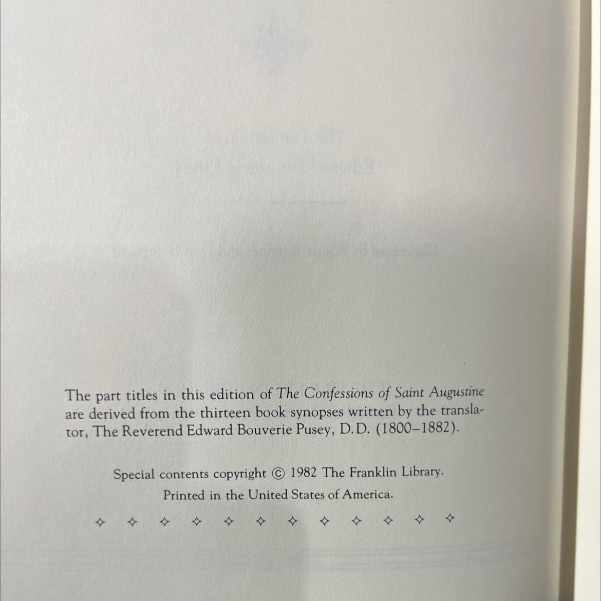 the confessions of saint augustine book, by saint augustine, 1982 Leather image 3