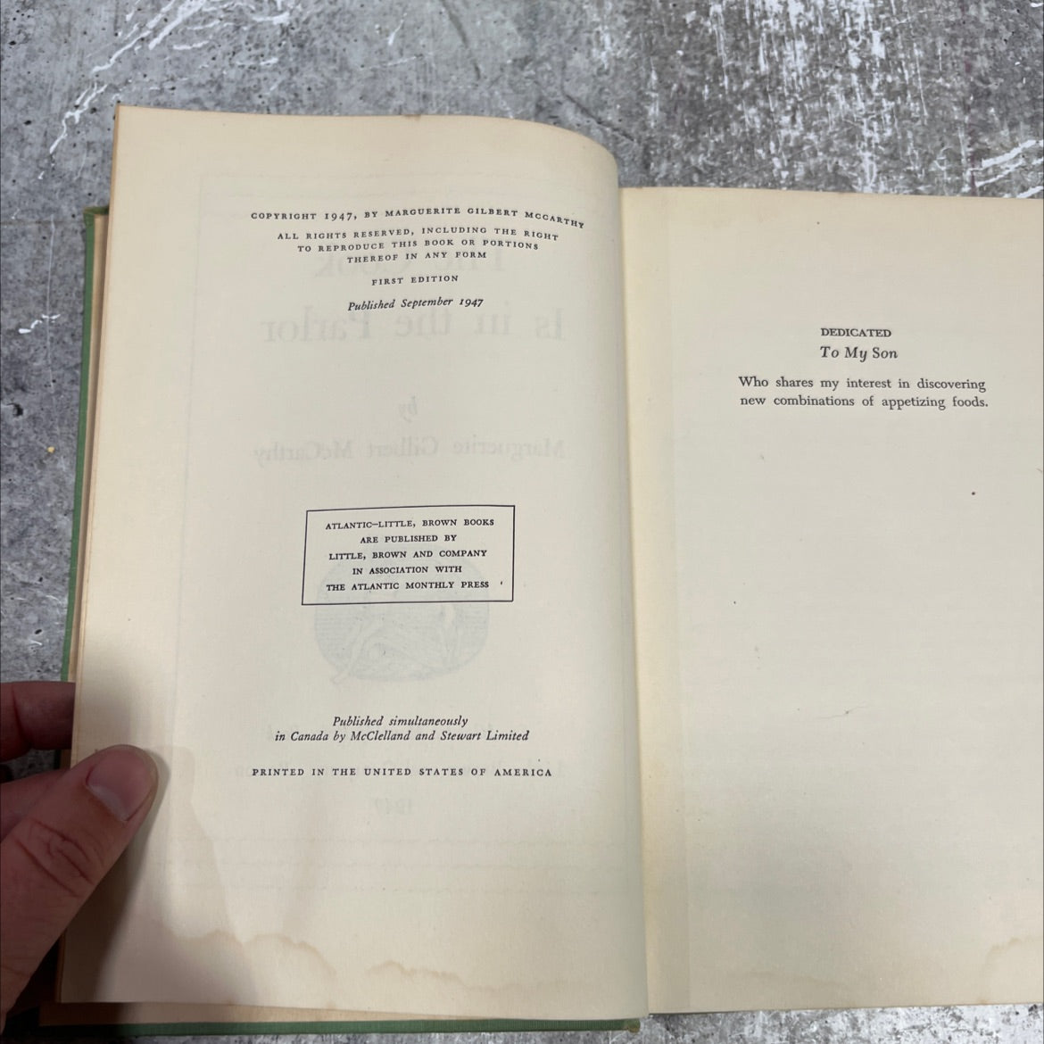 the cook is in the parlor book, by Marguerite Gilbert McCarthy, 1947 Hardcover image 3