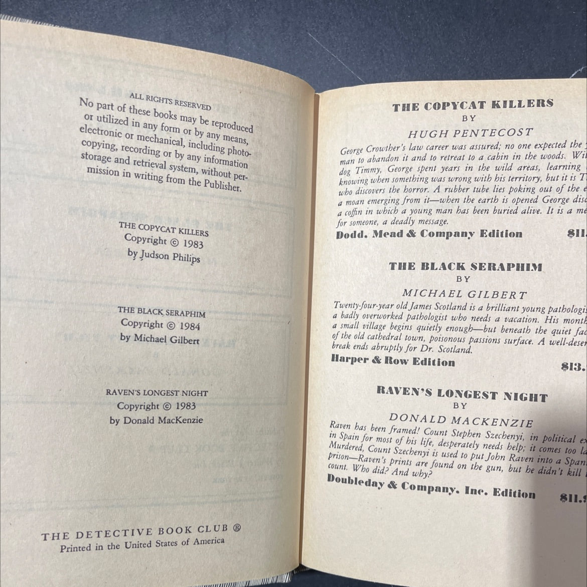 the copycat killers book, by hugh pentecost, 1983 Hardcover image 3