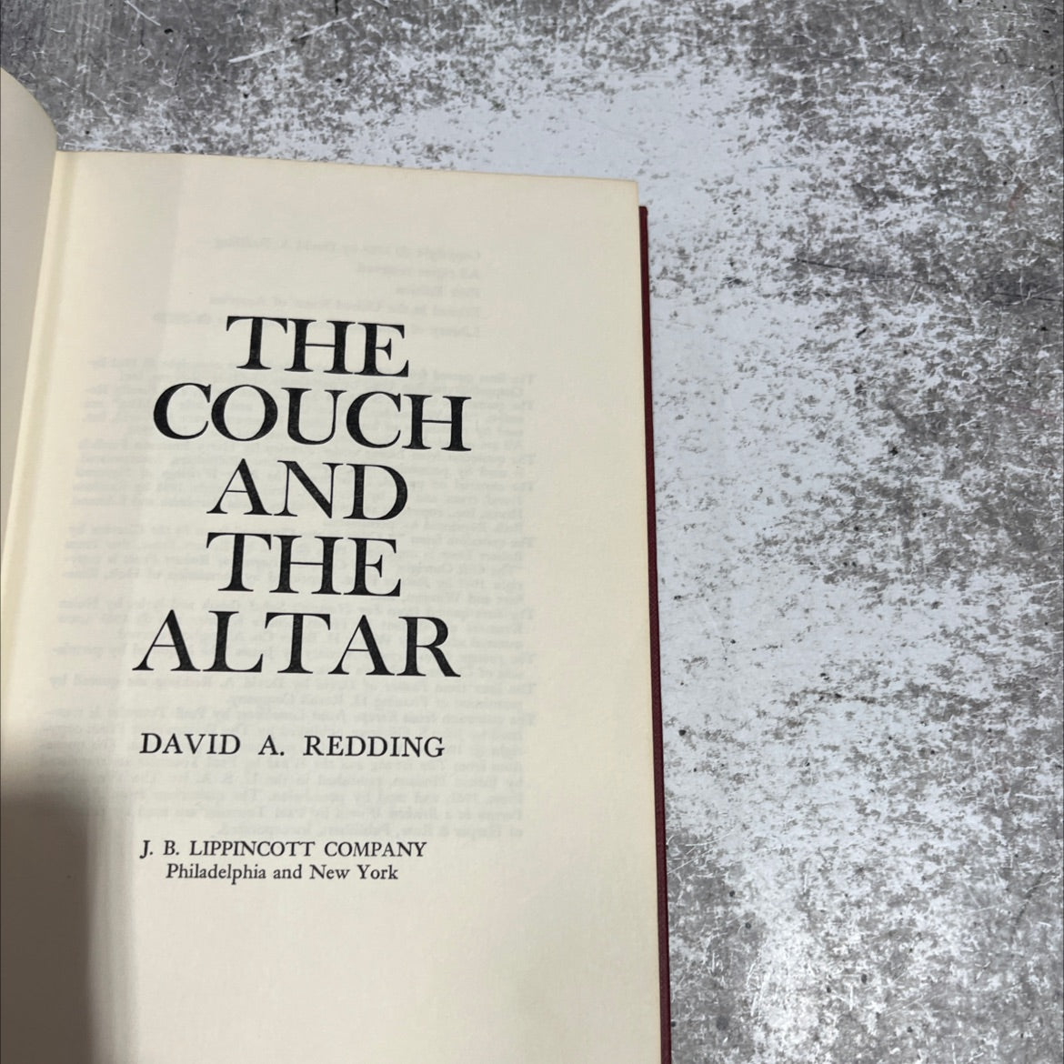 the couch and the altar book, by david a. redding, 1968 Hardcover image 2