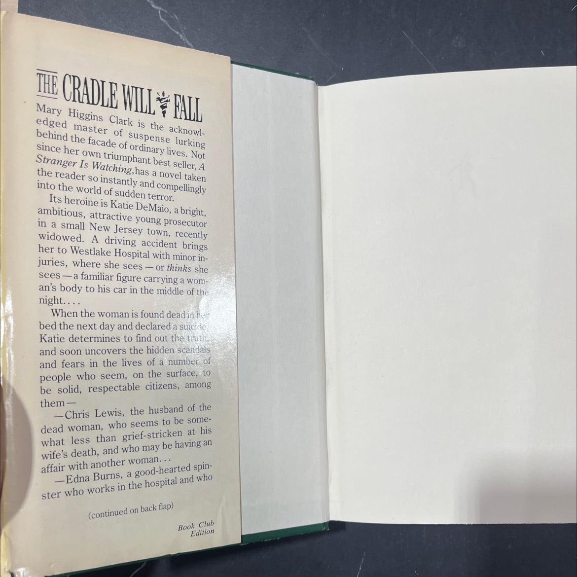 the cradle will fall book, by Mary Higgins Clark, 1980 Hardcover image 4