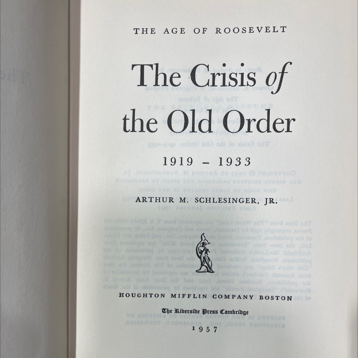 the crisis of the old order 1919-1933 book, by arthur m. schlesinger, jr., 1957 Hardcover image 2