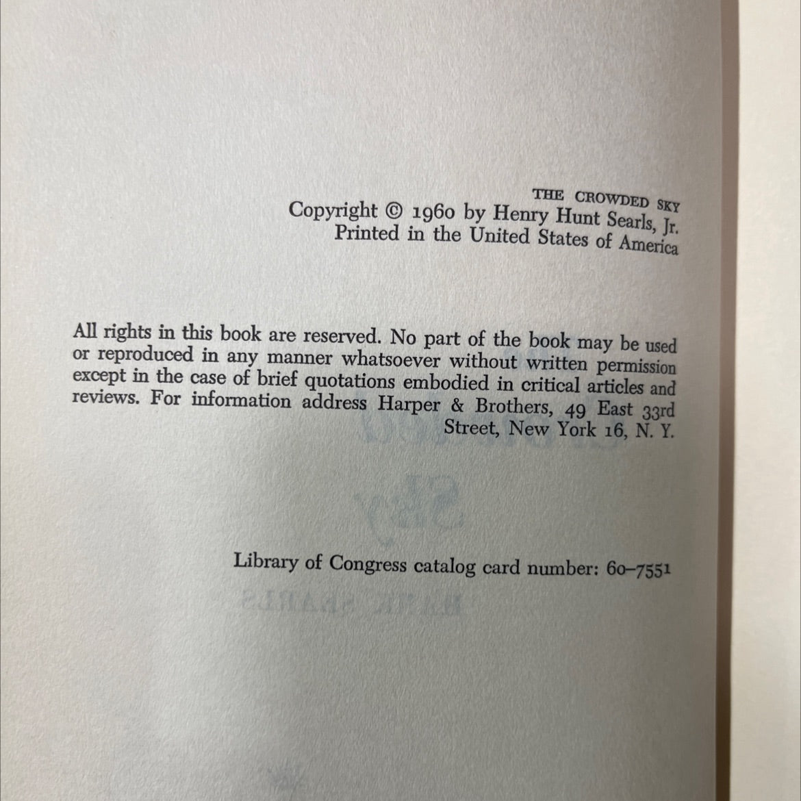 the crowded sky book, by Hank Searls, 1960 Hardcover image 3