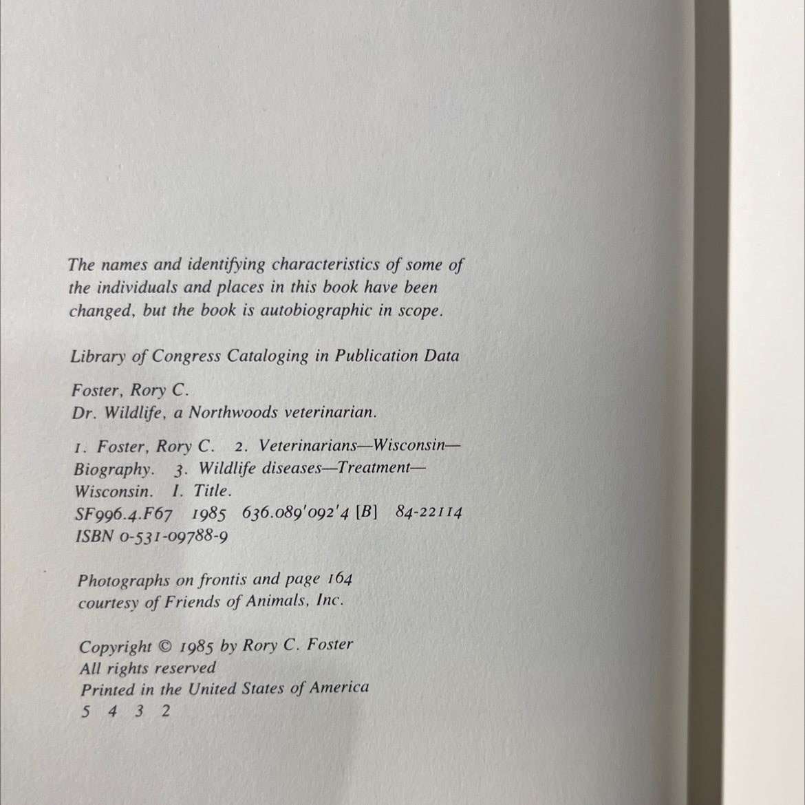 the crusade of a dr. wildlife northwoods veterinarian book, by rory c. foster, 1985 Hardcover image 3