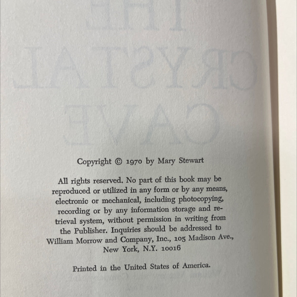 the crystal cave book, by Mary Stewart, 1970 Hardcover image 3