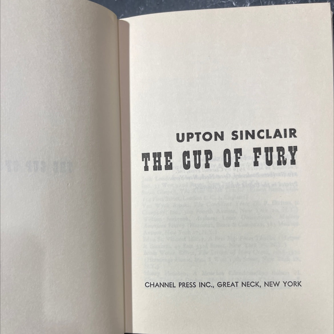 the cup of fury book, by upton sinclair, 1956 Hardcover image 2