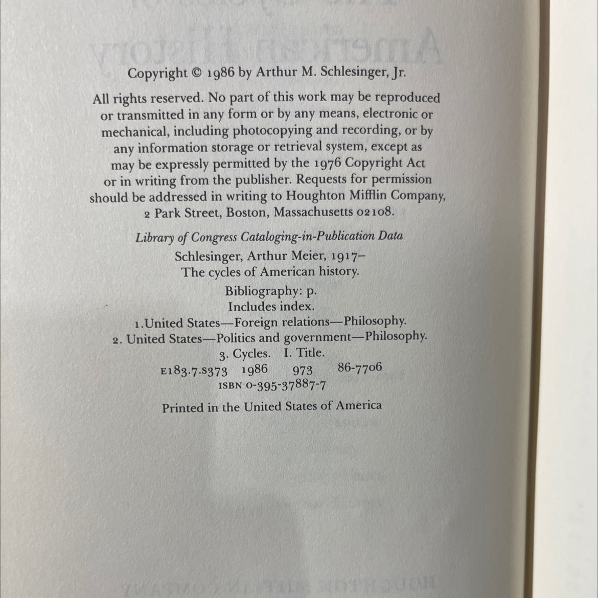 the cycles of american history book, by arthur m. schlesinger, jr., 1986 Hardcover image 3