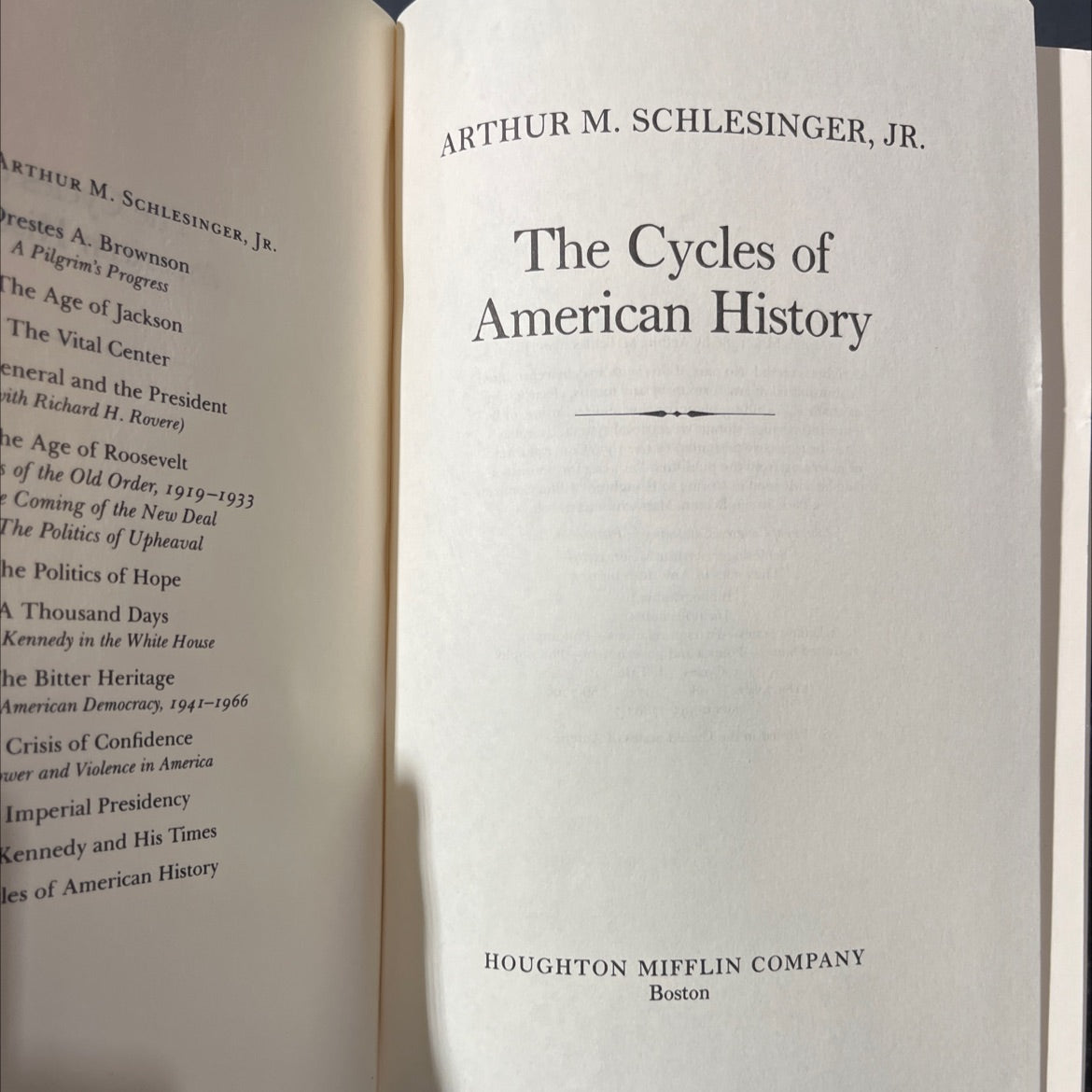 the cycles of american history book, by arthur m. schlesinger, jr., 1986 Hardcover image 2