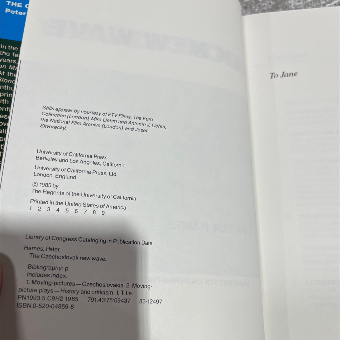 the czechoslovak new wave book, by peter hames, 1985 Hardcover image 3