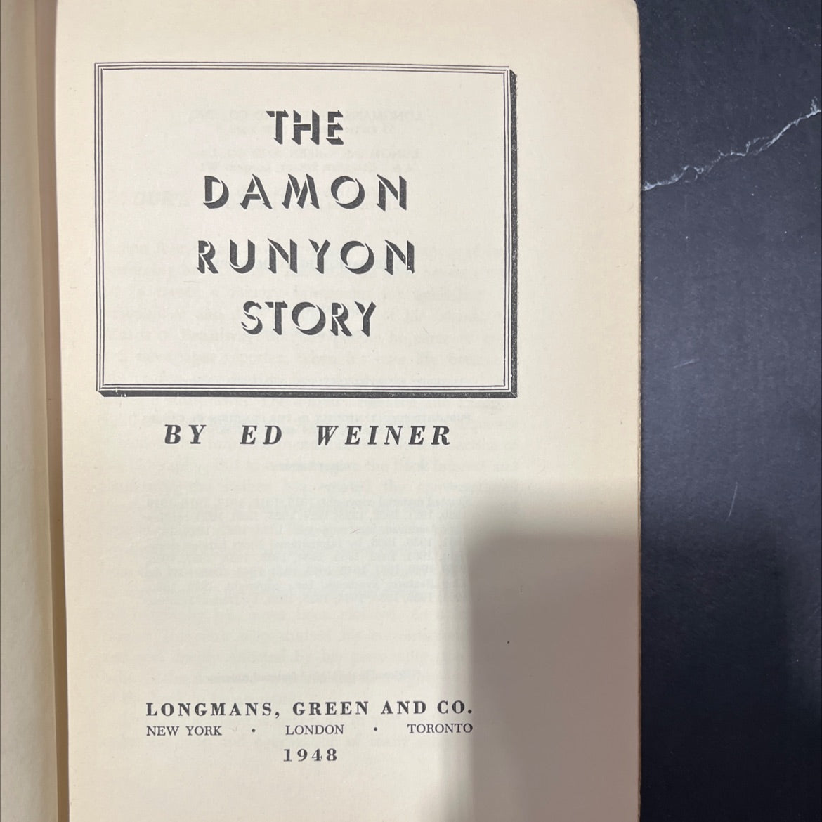 SIGNED the damon runyon story book, by ed weiner, 1948 Hardcover, First Edition, Vintage image 2