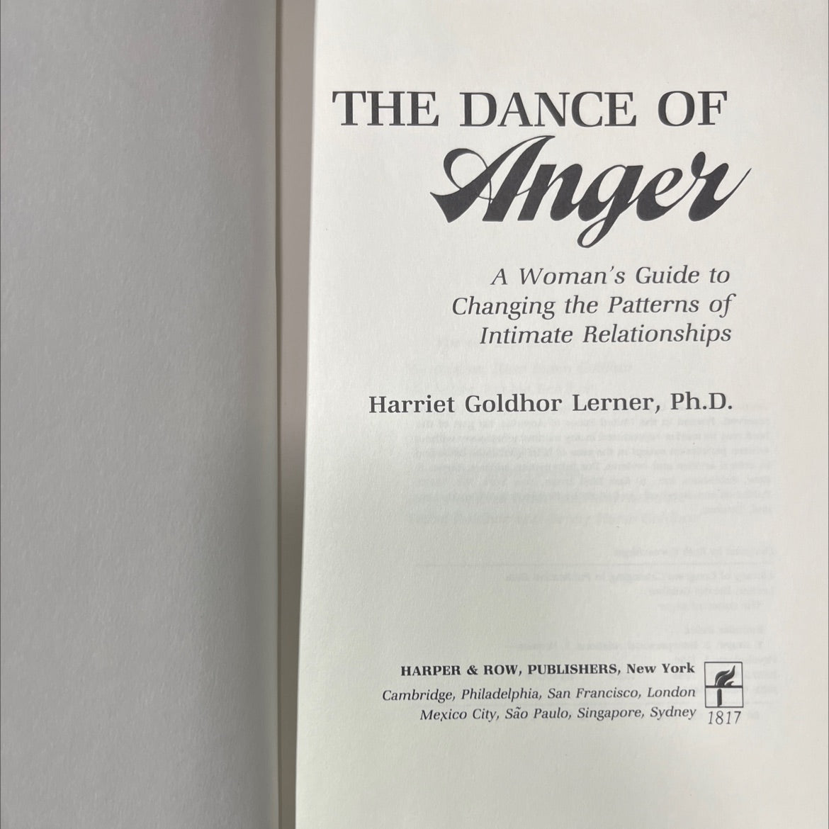the dance of anger book, by harriet goldhor lerner, ph.d., 1985 Hardcover image 2
