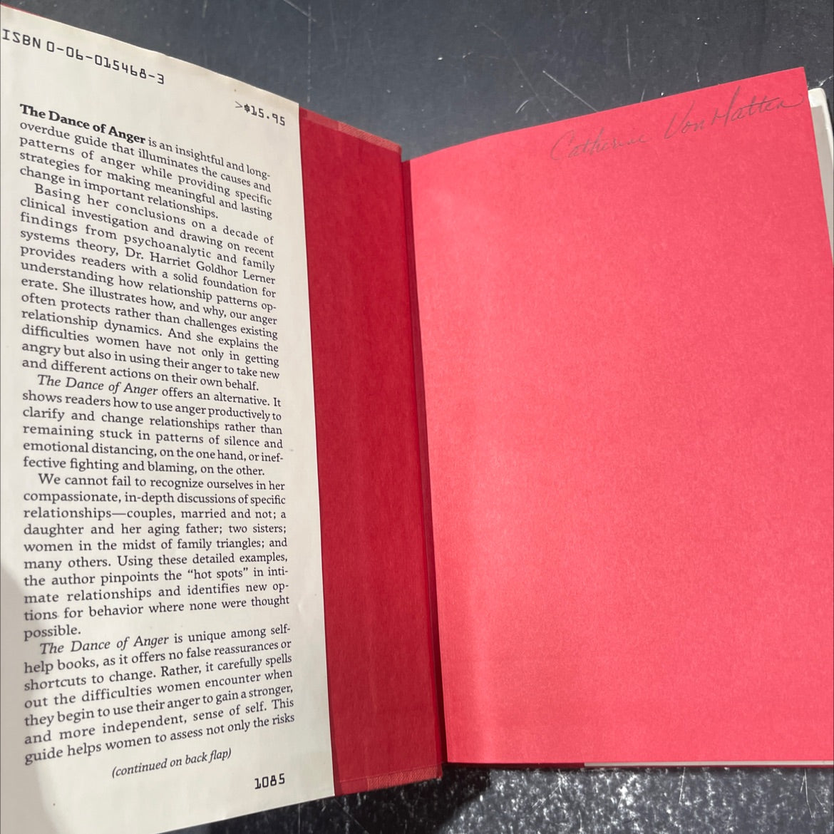 the dance of anger book, by harriet goldhor lerner, ph.d., 1985 Hardcover image 4