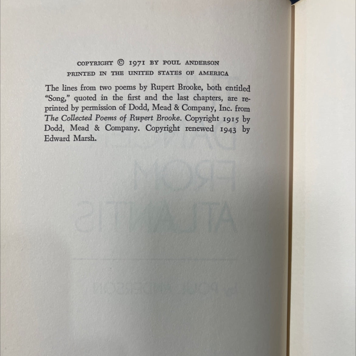 the dancer from atlantis book, by poul anderson, 1971 Hardcover image 3