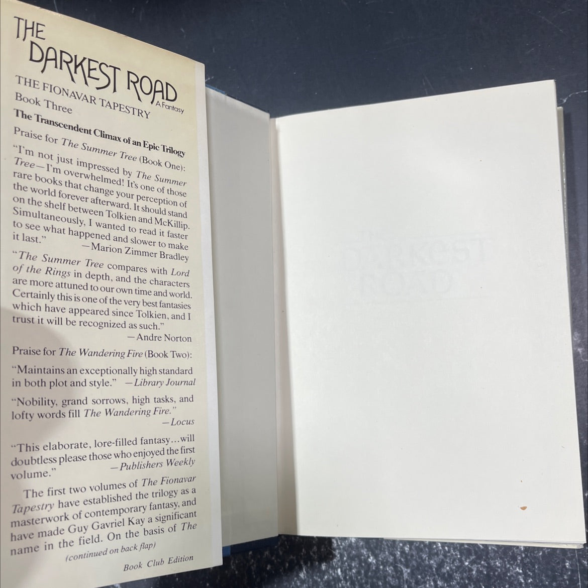 the darkest road book, by Guy Gavriel Kay, 1986 Hardcover image 4
