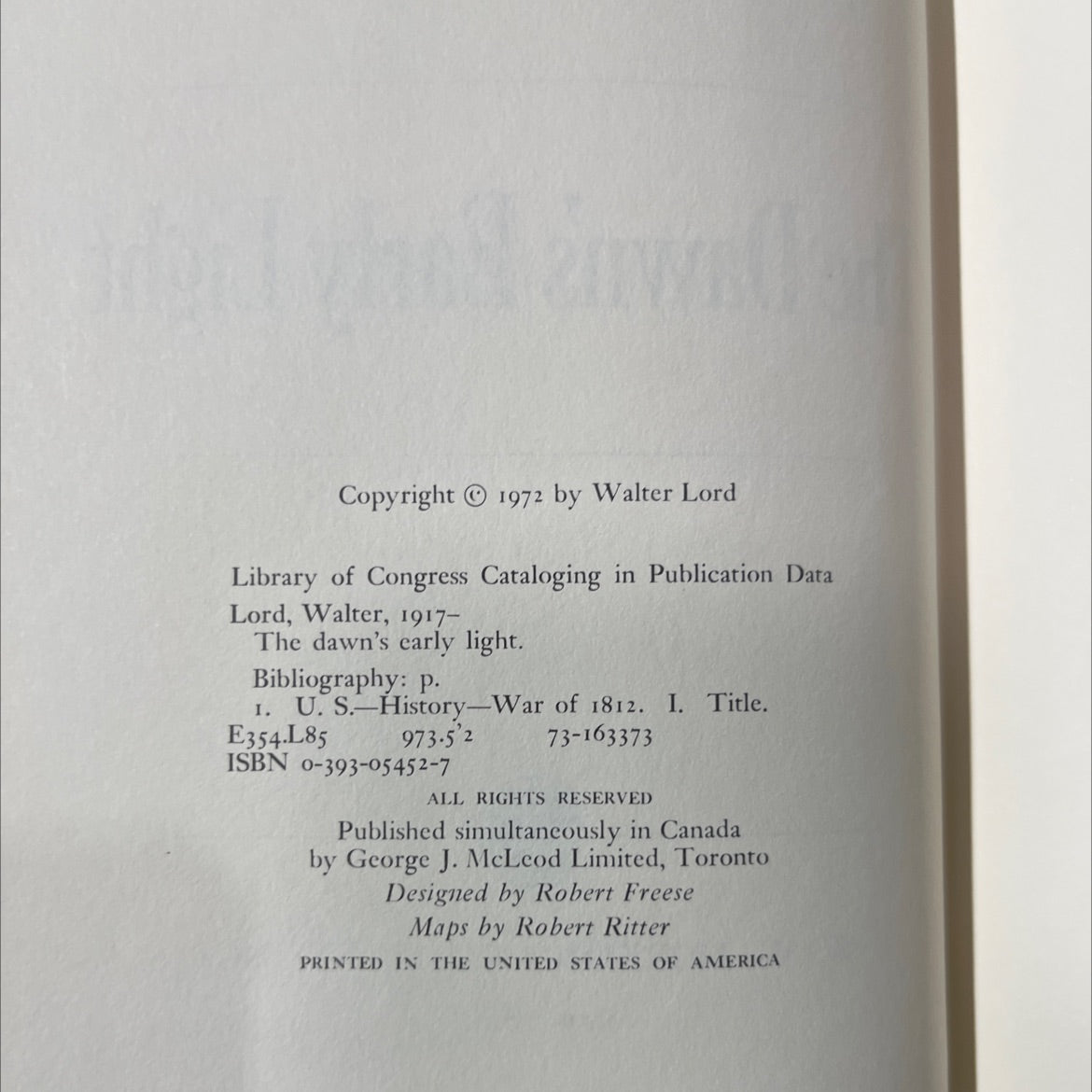 the dawn's early light book, by Walter Lord, 1972 Hardcover image 3