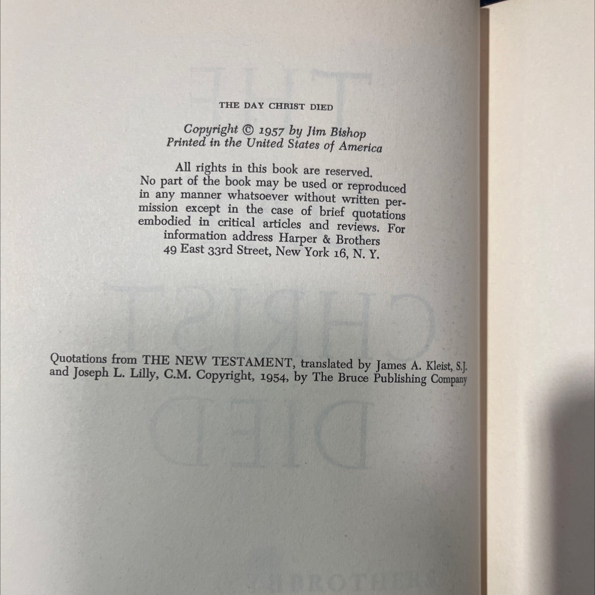 the day christ died book, by jim bishop, 1957 Hardcover image 3