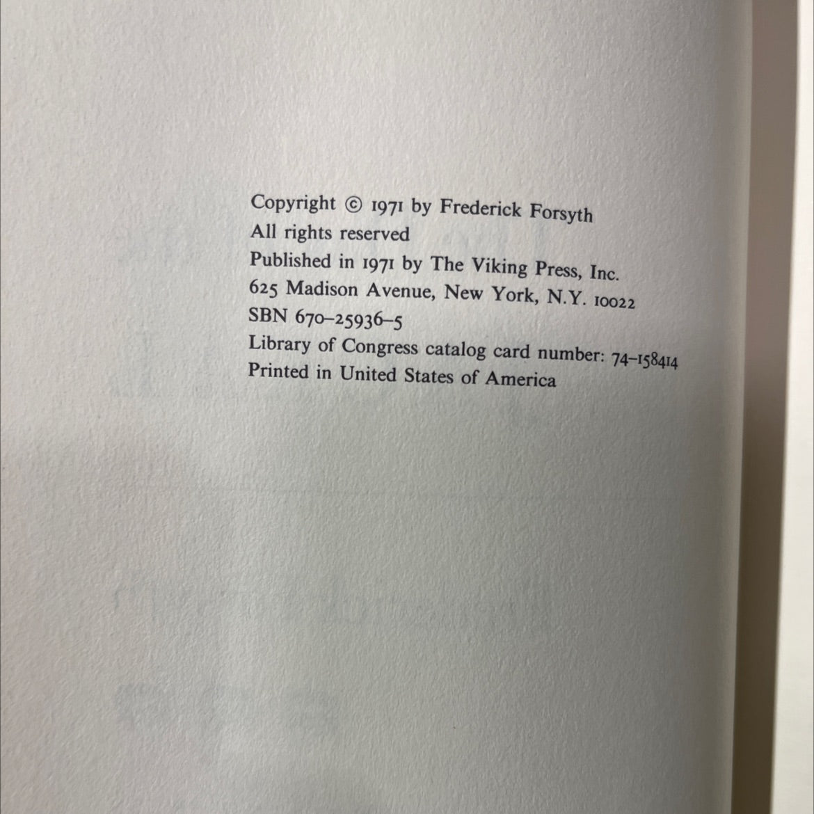 the day of the jackal book, by Frederick Forsyth, 1971 Hardcover image 3