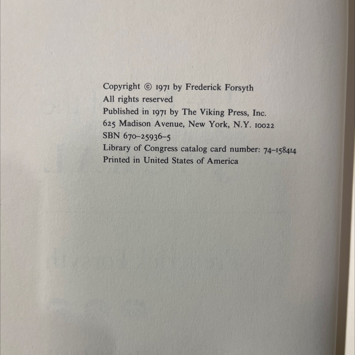 the day of the jackal book, by Frederick Forsyth, 1971 Hardcover image 3