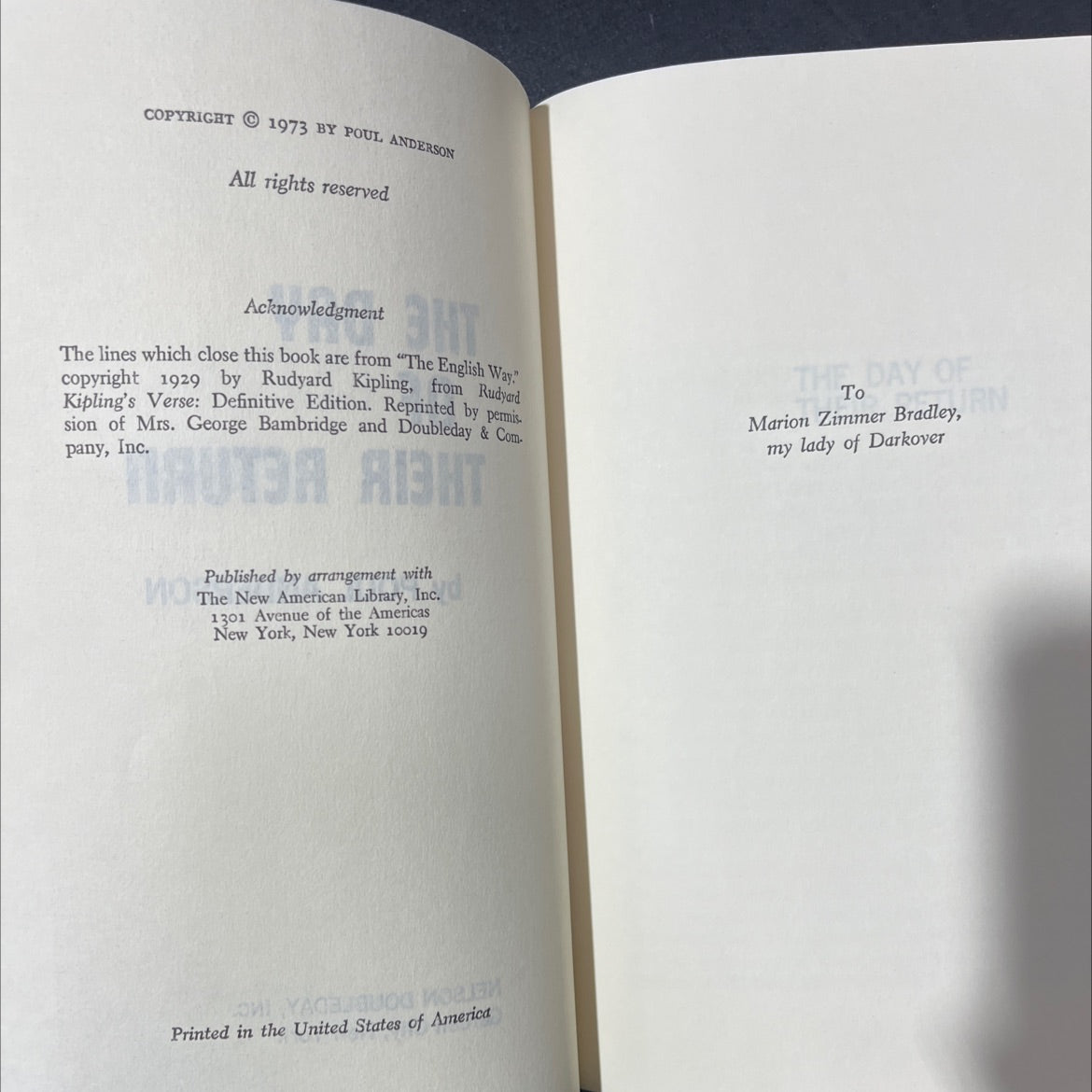 the day of their return book, by poul anderson, 1973 Hardcover image 3