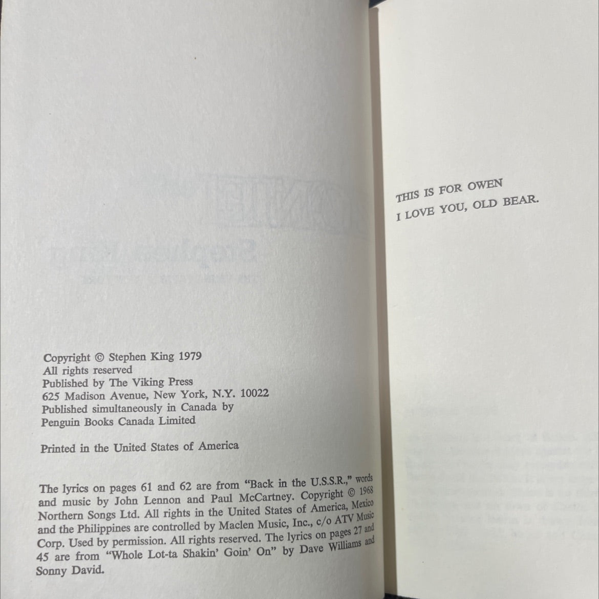 the dead zone book, by Stephen King, 1979 Hardcover image 3