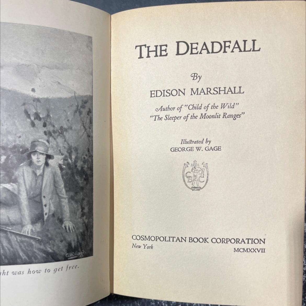 the deadfall book, by edison marshall, 1927 Hardcover image 2