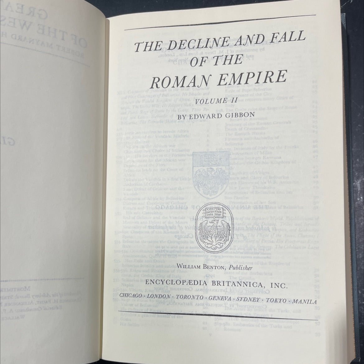 the decline and fall of the roman empire book, by edward gibbon, 1952 Hardcover image 2