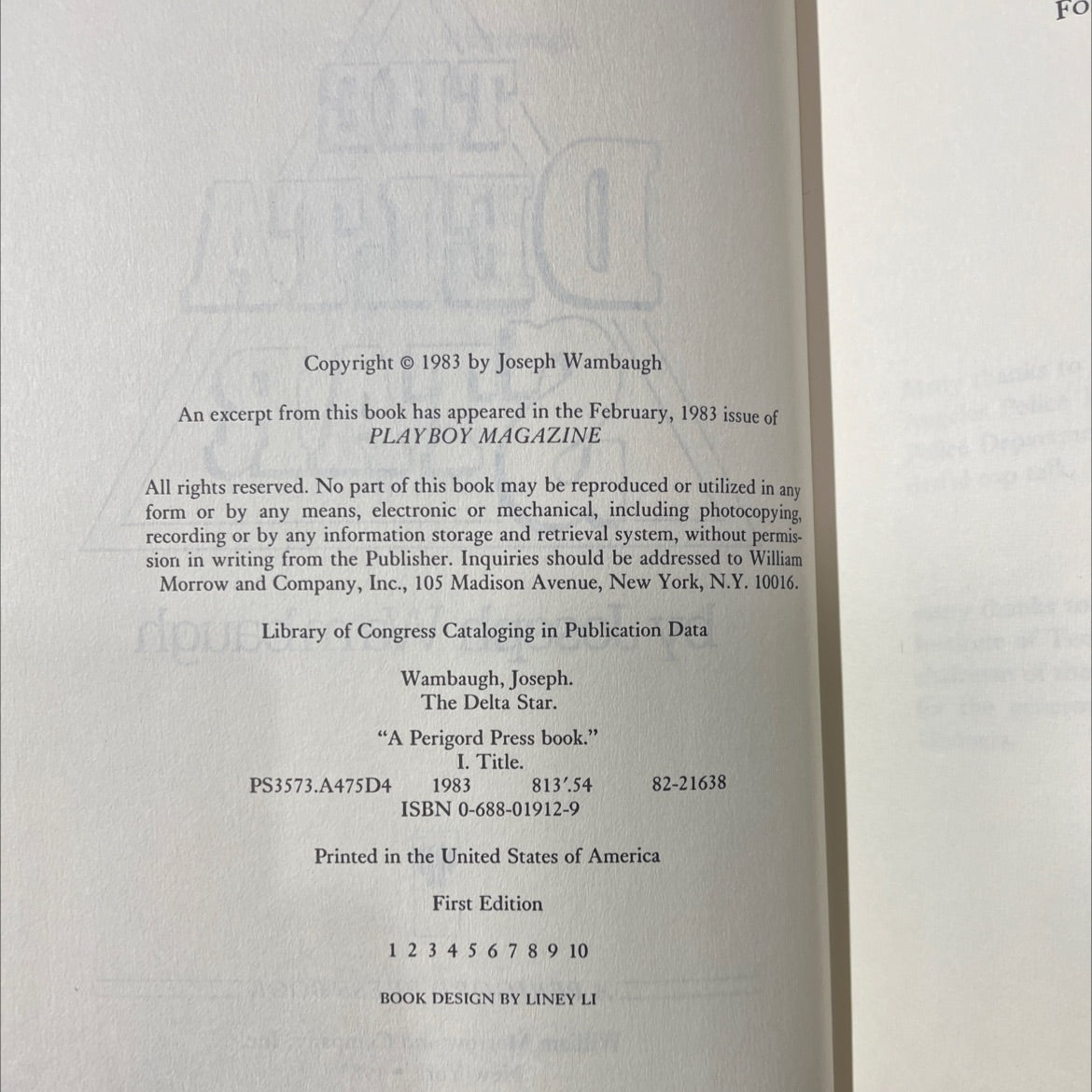 the delta star book, by Joseph Wambaugh, 1983 Hardcover image 3