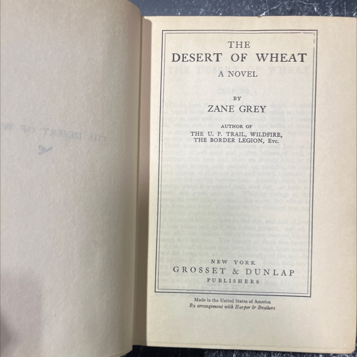 the desert of wheat book, by zane grey, 1919 Hardcover image 2