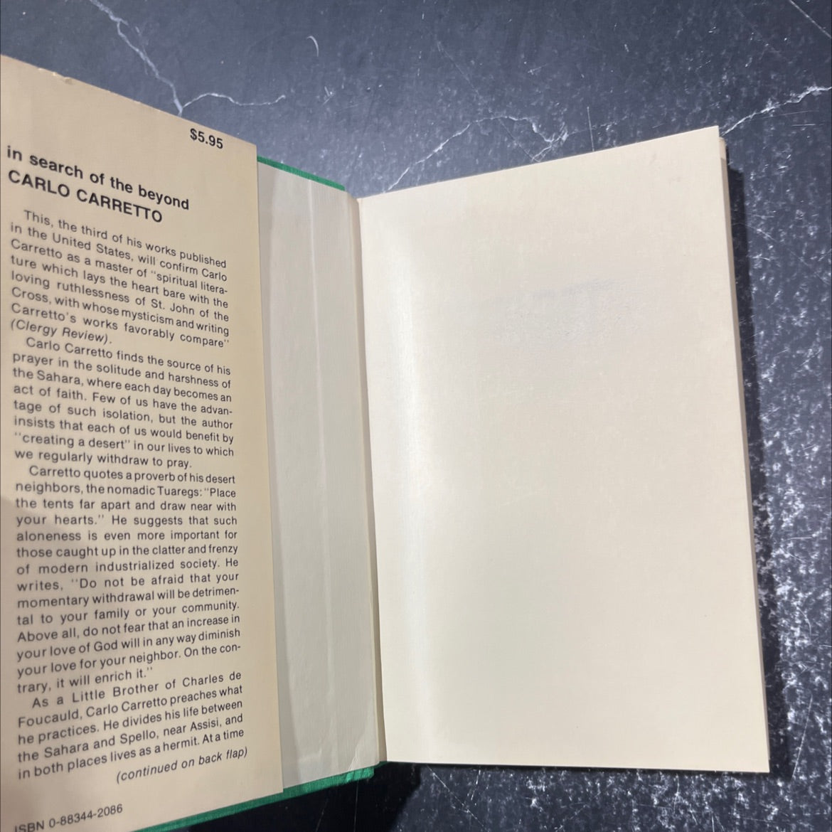 the desert who comes in search of the beyond book, by carlo carretto, 1976 Hardcover image 4