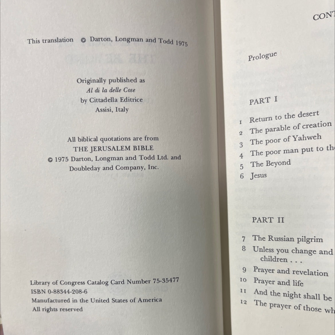 the desert who comes in search of the beyond book, by carlo carretto, 1976 Hardcover image 3