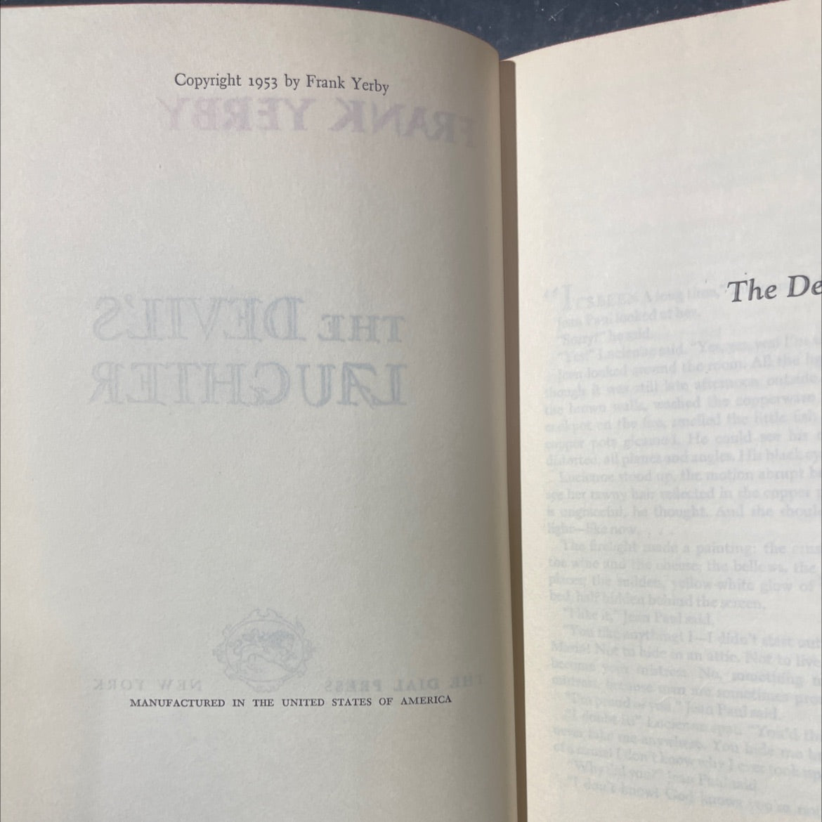 the devil's laughter book, by Frank Yerby, 1953 Hardcover image 3