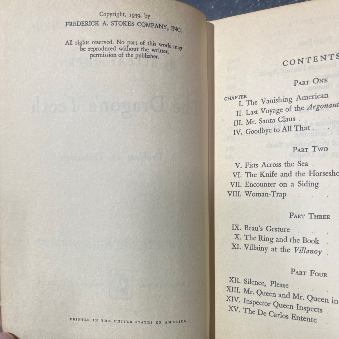 the dragon's teeth book, by ellery queen, 1939 Hardcover image 3