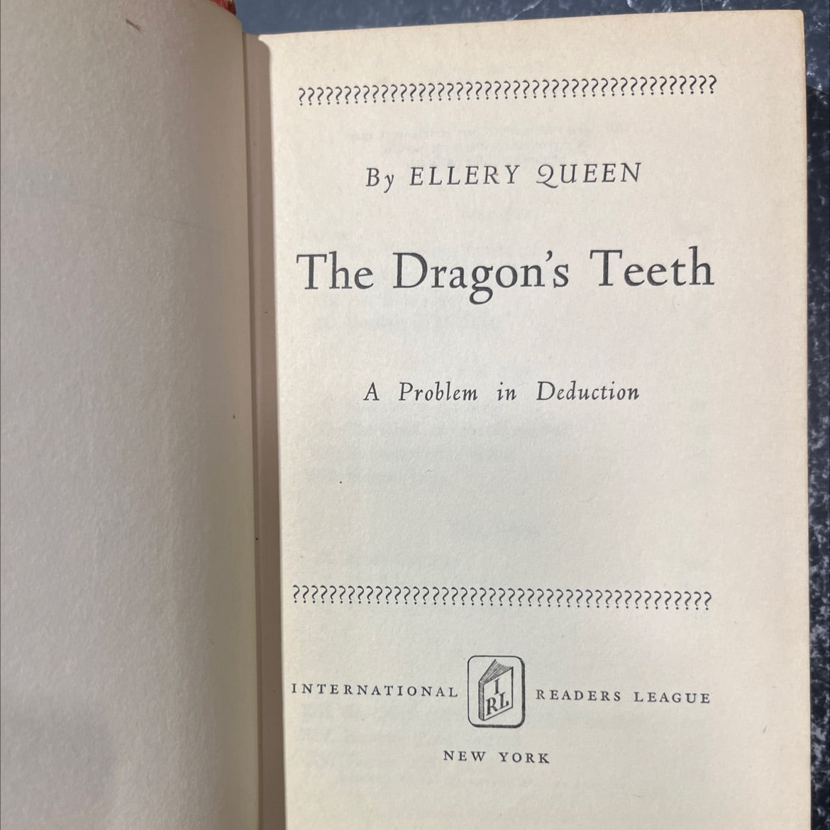 the dragon's teeth book, by ellery queen, 1939 Hardcover image 2