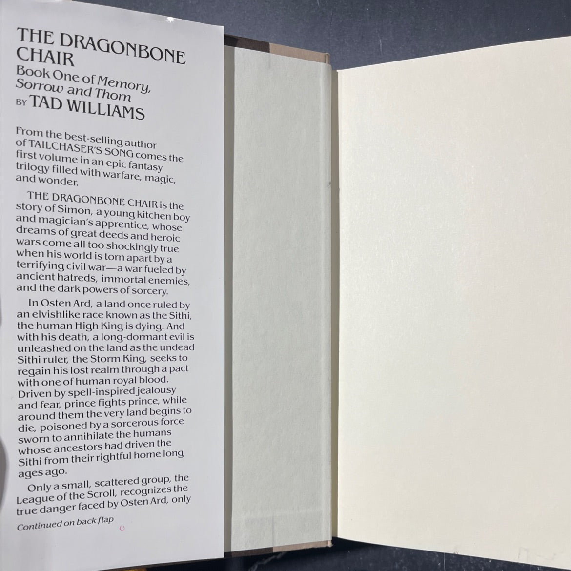 the dragonbone chair book, by tad williams, 1988 Hardcover image 4