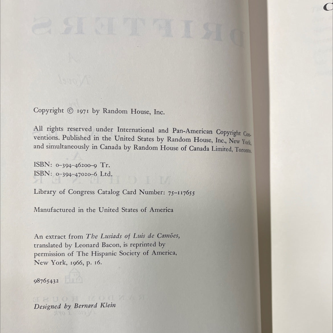 the drifters book, by james a. michener, 1971 Hardcover image 3