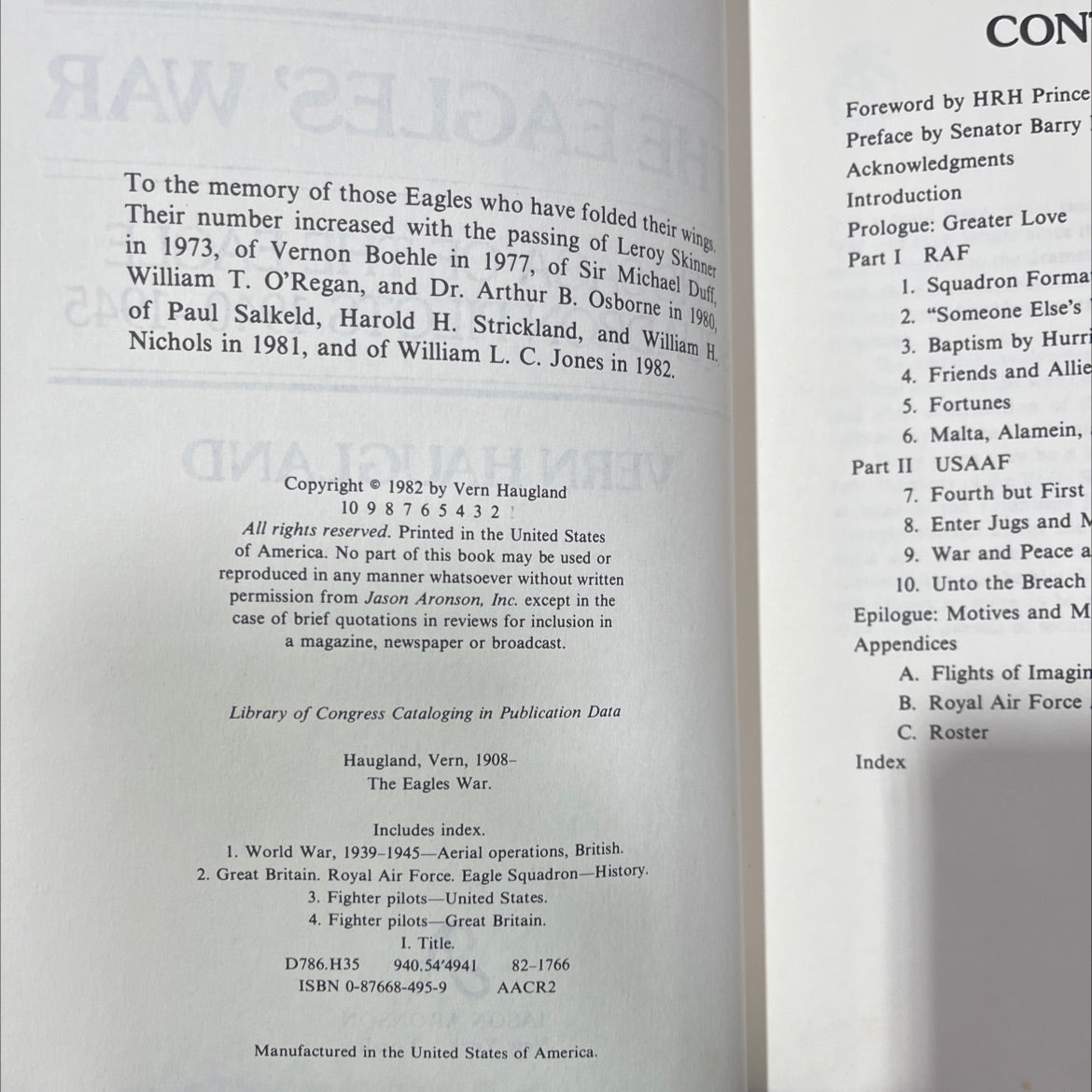 the eagles' war the saga of the eagle squadron pilots 1940-1945 book, by vern haugland, 1982 Hardcover image 3